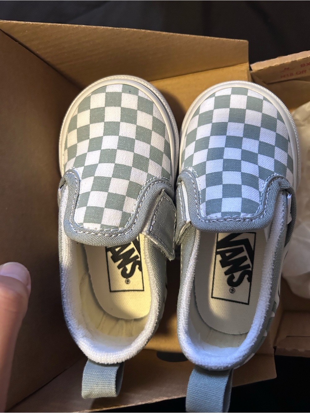 Vans Kids Gray Checkerboard Hook-and-Loop Slip-On Sneakers